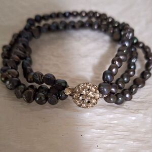 A Vintage Triple Layered Bracelet Genuine Pearls Iridescent Classy Grandma Core